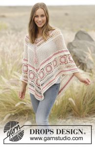 Poncho haken met kantpatroon en vierkanten