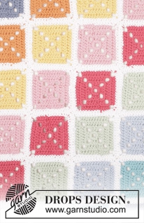 Gehaakte deken met granny squares van DROPS Gehaakte deken met granny squares van DROPS