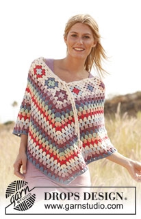 Granny Square Poncho van DROPS Granny Square Poncho van DROPS